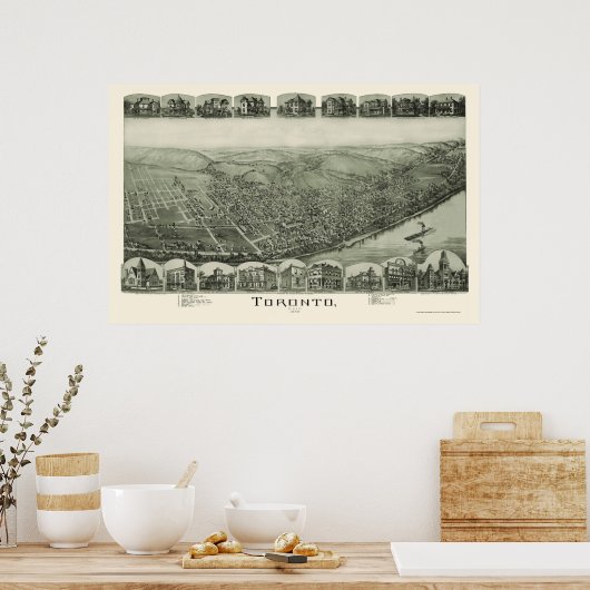 Toronto, OH Panoramic Map - 1889 Poster (Keuken)