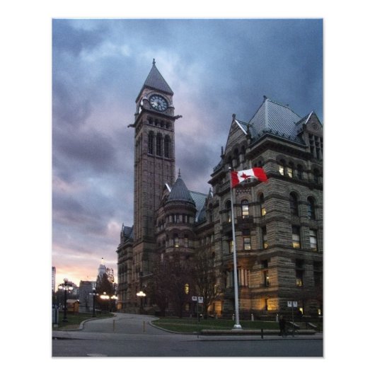 Toronto Old City Hall in Dusk Foto Afdruk (Voorkant)