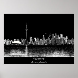Toronto Ontario Canada Black Skyline Foto 188 Poster