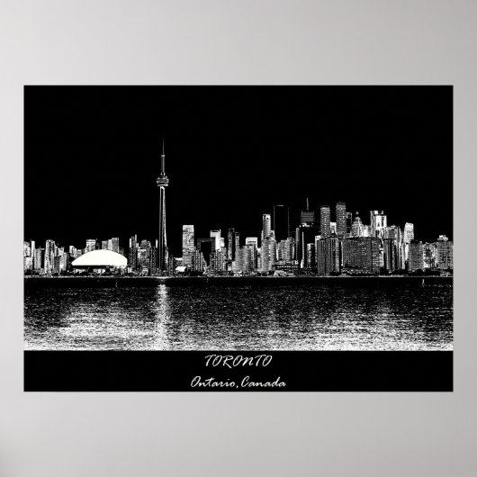 Toronto Ontario Canada Black Skyline Foto 188 Poster (Voorkant)