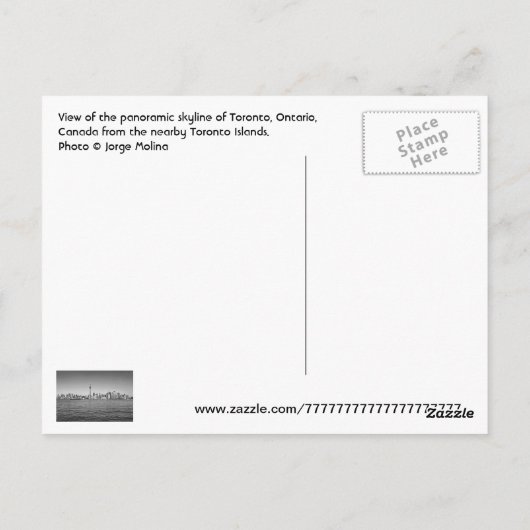 Toronto, Ontario, Canada Briefkaart (Achterkant)