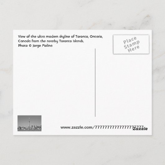 Toronto, Ontario, Canada Briefkaart (Achterkant)