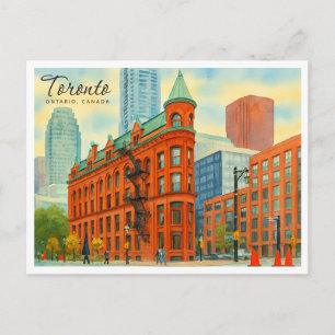 Toronto Ontario Canada Retro Waterverf Feestdagenkaart