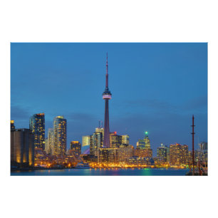 Toronto Ontario Canada Skyline bij nacht Foto Afdruk