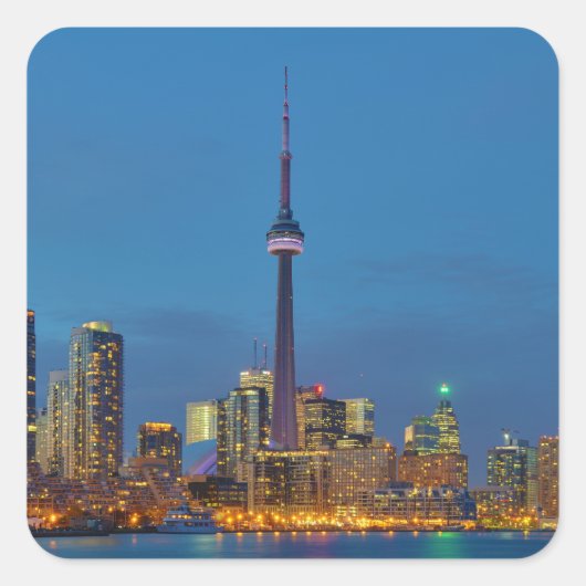 Toronto Ontario Canada Skyline bij nacht Vierkante Sticker (Voorkant)