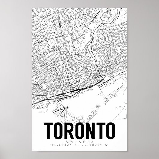 Toronto Ontario Minimalist Map Art Poster (Voorkant)