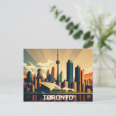 Toronto Ontario Vintage Sunset Cityscape Briefkaart (Staand voorkant)