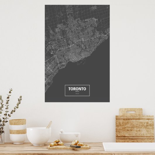 Toronto, Ontario (zwart wit) Poster (Keuken)