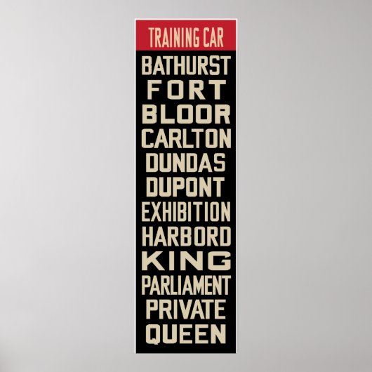 Toronto PCC Replica Rollsign (deel I) Poster (Voorkant)