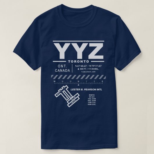 Toronto Pearson Int'l Airport YYZ T-shirt (Design voorkant)