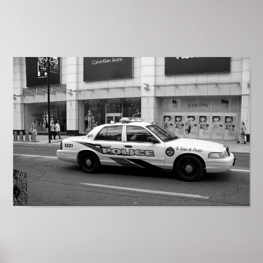 Toronto Police Car Black en White Photography Poster (Voorkant)