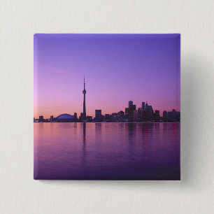 Toronto silhouet bij nacht, Ontario, Canada Vierkante Button 5,1 Cm