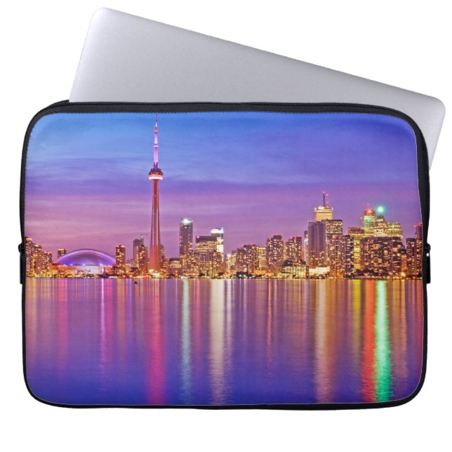 Toronto Silhouet bij Schemering Laptop Sleeve (Voorkant)