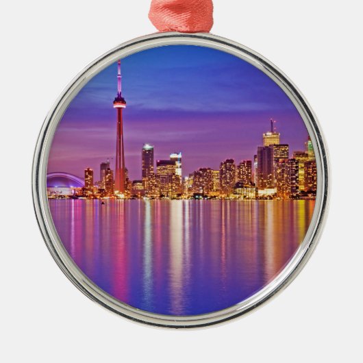 Toronto Silhouet bij schemering Metalen Ornament (Voorkant)