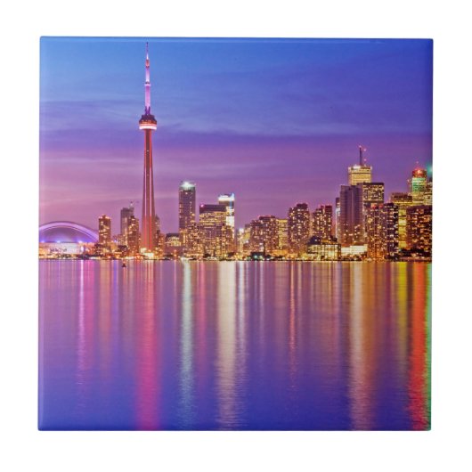 Toronto Silhouet bij schemering Tegeltje (Voorkant)
