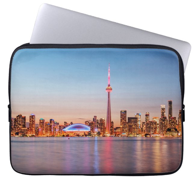 Toronto Silhouet bij Zonsondergang Laptop Sleeve (Voorkant)