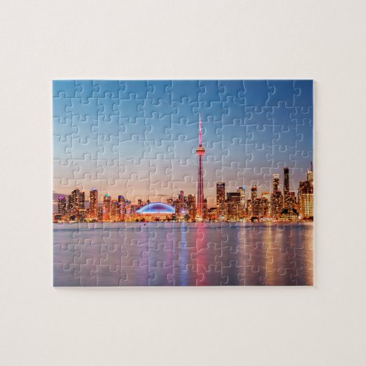 Toronto Silhouet bij Zonsondergang Legpuzzel (Horizontaal)