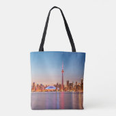 Toronto Silhouet bij Zonsondergang Tote Bag (Achterkant)