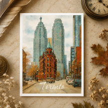 Toronto Silhouet Canada Oud Aquarel