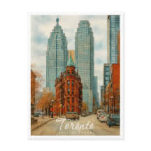 Toronto Silhouet Canada Oud Aquarel