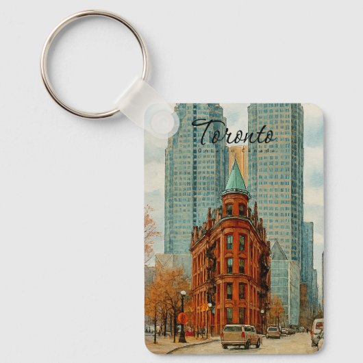 Toronto Silhouet Canada Oud Aquarel Sleutelhanger (Voorkant)
