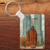 Toronto Silhouet Canada Oud Aquarel Sleutelhanger (Voorkant)