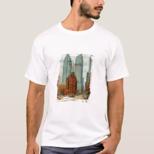 Toronto Silhouet Canada Oud Aquarel T-shirt