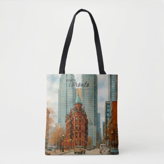 Toronto Silhouet Canada Oud Aquarel Tote Bag (Voorkant)