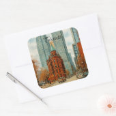 Toronto Silhouet Canada Oud Aquarel Vierkante Sticker (Envelop)
