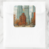 Toronto Silhouet Canada Oud Aquarel Vierkante Sticker (Tas)