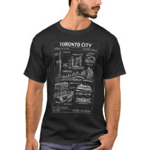 Toronto Silhouette Blauwdruk Illustratie T-Shirt