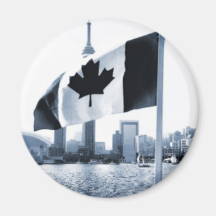 Toronto Silhouette Canadese Vlag Blauwe Stadsgezic Magneet