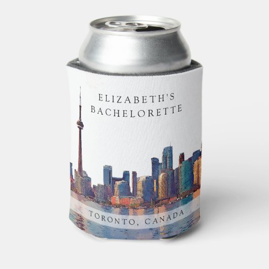 Toronto Silhouette Watercolor Bruidsweekend Blikjeskoeler (Blikje Achterkant)