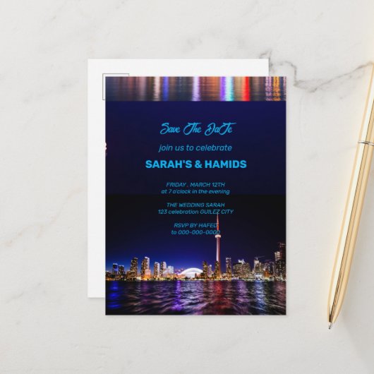 TORONTO Sjabloon voor datum opslaan, Toronto ansic Briefkaart (Voorkant / Achterkant in situ)