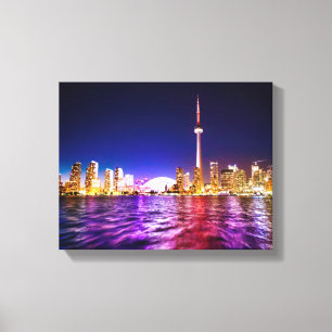 Toronto Skyline bij nacht Canvas Afdruk