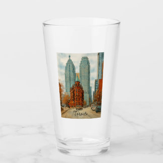 Toronto Skyline Canada Vintage Watercolor Glas
