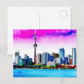 Toronto Skyline Geschilderd ontwerp op Briefkaart (Voorkant / Achterkant)