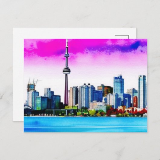 Toronto Skyline Geschilderd ontwerp op Briefkaart (Voorkant / Achterkant)