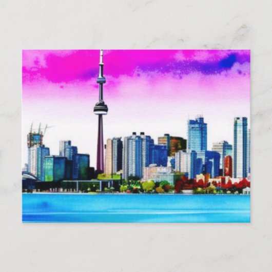 Toronto Skyline Geschilderd ontwerp op Briefkaart (Voorkant)