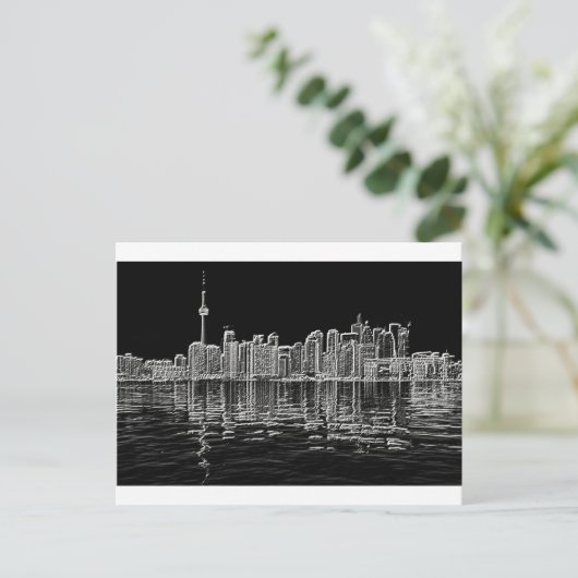 Toronto Skyline in Black en White Briefkaart (Staand voorkant)