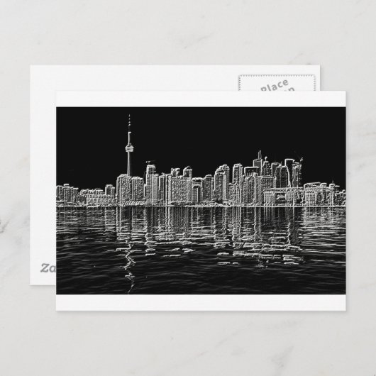 Toronto Skyline in Black en White Briefkaart (Voorkant / Achterkant)