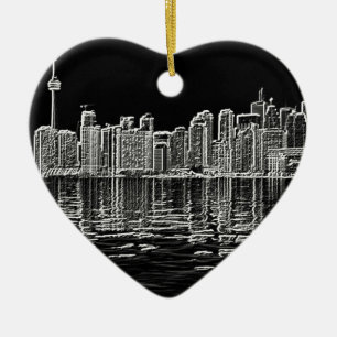 Toronto Skyline in Black en White Keramisch Ornament