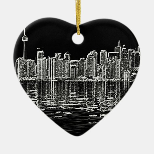 Toronto Skyline in Black en White Keramisch Ornament (Voorkant)
