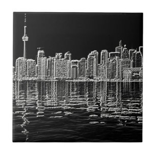 Toronto Skyline in Black en White Tegeltje