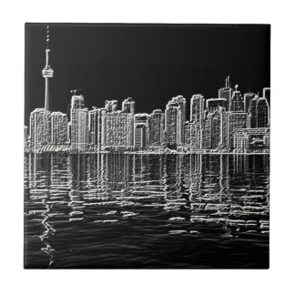 Toronto Skyline in Black en White Tegeltje