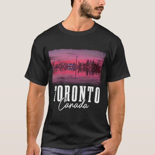 Toronto Skyline Ontario Canada Maple Leaf Canadian T-shirt (Voorkant)