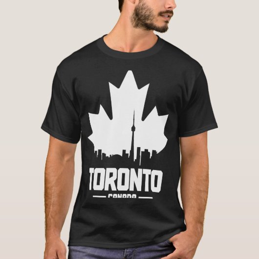 Toronto Skyline Ontario Canada Maple Leaf Canadian T-shirt (Voorkant)