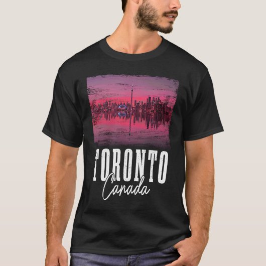 Toronto Skyline Ontario Canada Maple Leaf Canadian T-shirt (Voorkant)