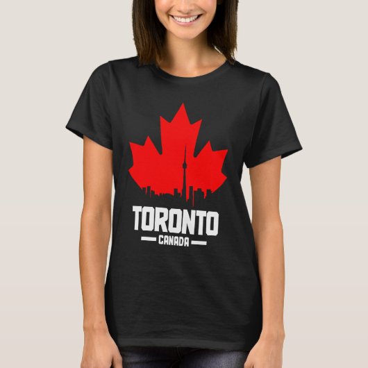 Toronto Skyline Ontario Canada Maple Leaf Canadian T-shirt (Voorkant)