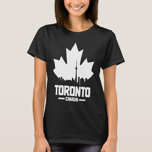 Toronto Skyline Ontario Canada Maple Leaf Canadian T-shirt (Voorkant)